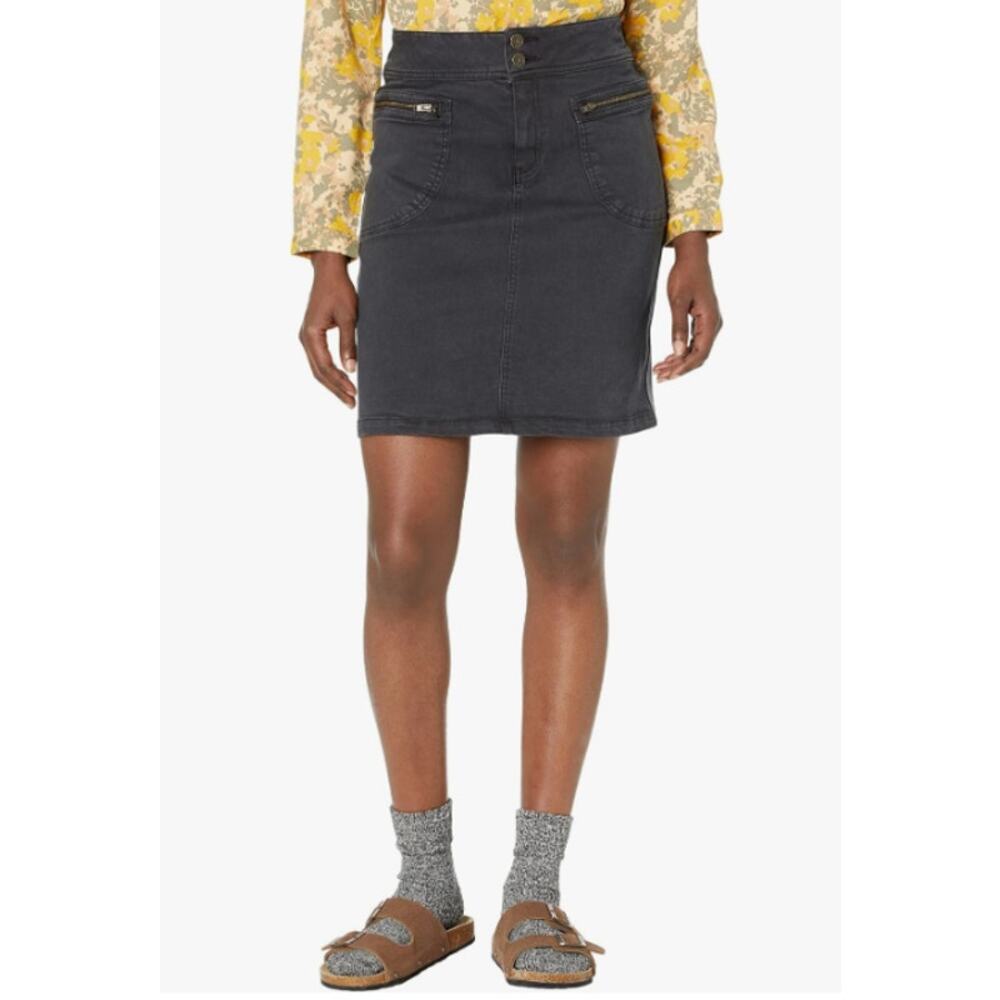 Prana Women's Broadway Denim Pencil Skirt Size 0 Black Onyx Organic Stretch NWT
